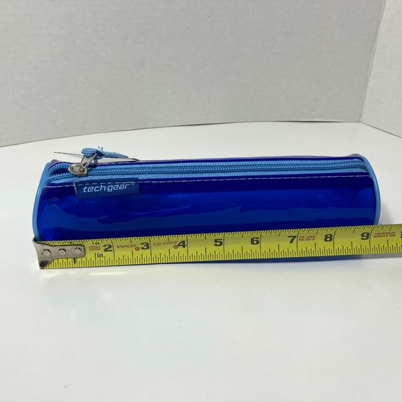 5 Blue Makeup Bag Pencil Zipper Organizer Tube - Picture 2 of 9